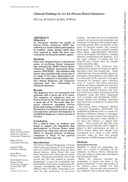 HA Lee, R Gabriel, AJ Bale, D Welch. Clinical Findings in 111 Ex-Porton