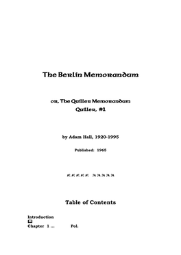 The Berlin Memorandum