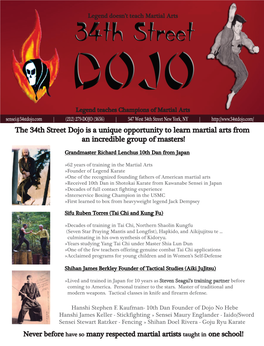 34 St Dojo Flier for Web, Both Pages