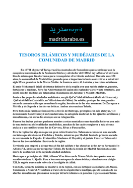 Tesoros Islámicos Y Mudéjares De La Comunidad De Madrid