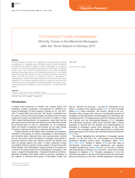 Minority Voices in the Memorial Messages After the Terror Attacks in Norway 2011