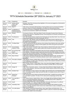 TPTV Schedule December 28Th 2020 to January 3Rd 2021