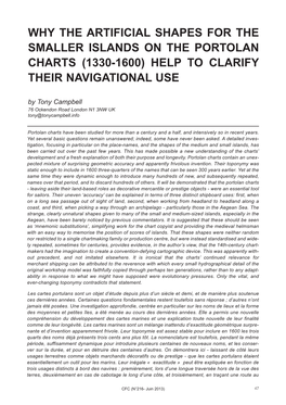 Why the Artificial Shapes for the Smaller Islands on the Portolan Charts (1330-1600) Help to Clarify Their Navigational Use