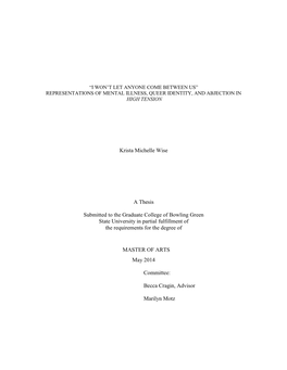 Representations of Mental Illness, Queer Identity, and Abjection in High Tension