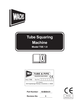 TSE 1.0 Tube Squaring Electric User Manual