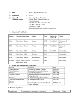 Dr Fr S. IGNACIMUTHU, SJ 2. Designation