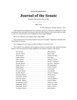 Journal of the Senate​ NINETY-SECOND LEGISLATURE​