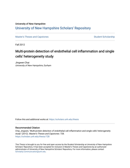 Multi-Protein Detection of Endothelial Cell Inflammation and Single Cells' Heterogeneity Study