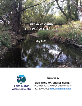 Left Hand Creek Fish Passage Report