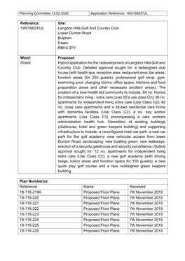 Planning Committee 13.02.2020 Application Reference: 19/01662/FUL