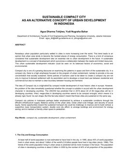 Sustainable Compact City As an Alternative Concept of Urban Development in Indonesia