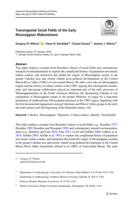 Transregional Social Fields of the Early Mississippian Midcontinent