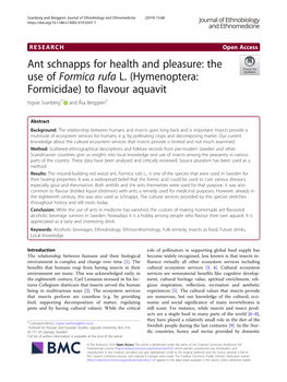 The Use of Formica Rufa L. (Hymenoptera: Formicidae) to Flavour Aquavit Ingvar Svanberg1* and Åsa Berggren2