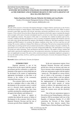 Economic Development Strategies to Support Defense and Security As the Foremost and Outermost Regions in the Natuna Regency of Riau Islands Province