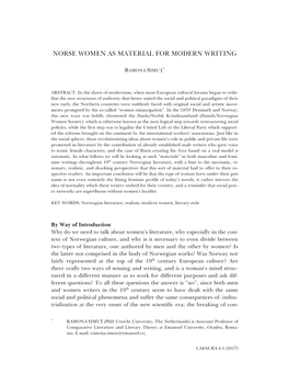 Norse Women As Material for Modern Writing