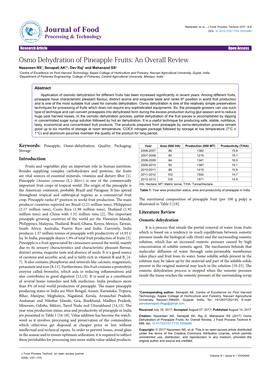 Osmo Dehydration of Pineapple Fruits: an Overall Review