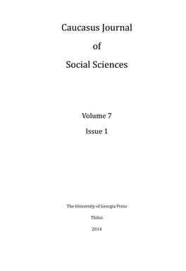 Caucasus Journal of Social Sciences