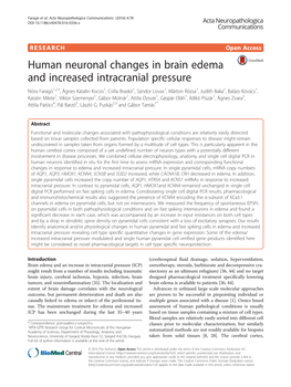 Human Neuronal Changes in Brain Edema and Increased Intracranial