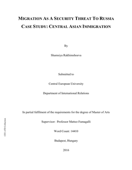 Migration As a Security Threat to Russia Case Study