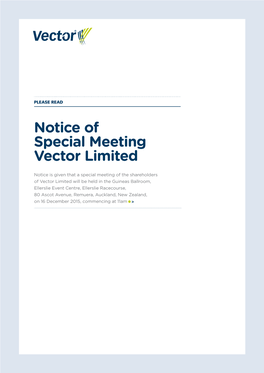 Notice of Special Meeting Vector Limited