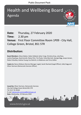 (Public Pack)Agenda Document for Health and Wellbeing Board, 27/02