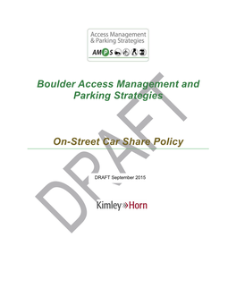 Boulder Access Management and Parking Strategies On-Street Car