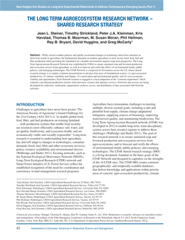 The Long Term Agroecosystem Research Network – Shared Research Strategy