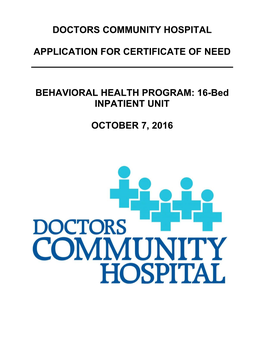 Doctors Community Hospital Application for Certificate