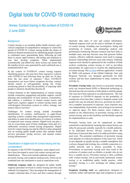 Digital Tools for COVID-19 Contact Tracing