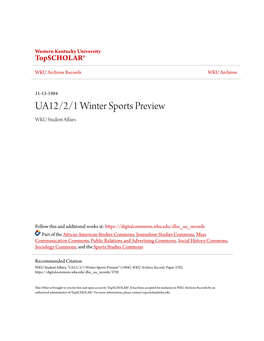UA12/2/1 Winter Sports Preview WKU Student Affairs