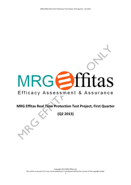 MRG Effitas Real Time Protection Test Project, First Quarter (Q2 2013)