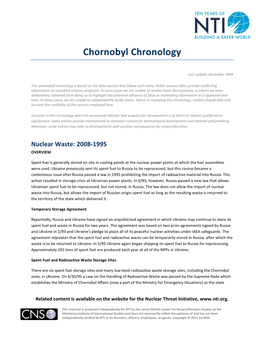 Ukraine Chornobyl Chronology