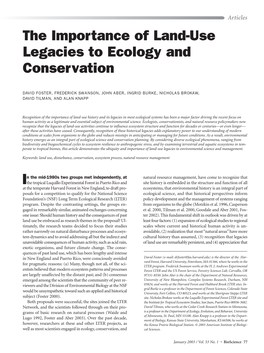 The Importance of Land-Use Legacies to Ecology and Conservation