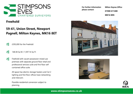 59-61, Union Street, Newport Pagnell, Milton Keynes, MK16 8ET Freehold