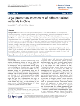 Legal Protection Assessment of Different Inland Wetlands in Chile Patricia Möller1,2* and Andrés Muñoz-Pedreros3