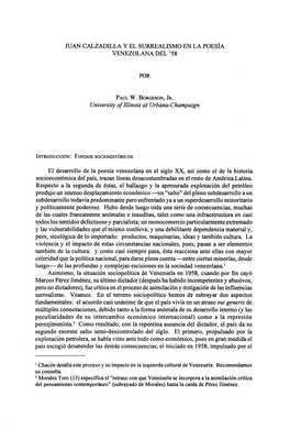 Juan Calzadilla Y El Surrealismo En La Poesia Venezolana Del '58