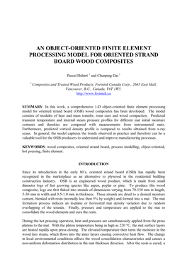 An Object-Oriented Finite Element Processing Model for Oriented Strand Board Wood Composites