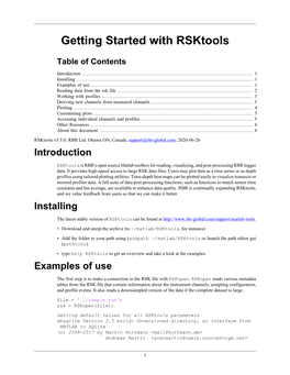 Getting Started with Rsktools