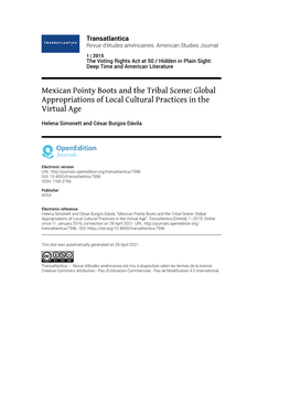 Transatlantica, 1 | 2015 Mexican Pointy Boots and the Tribal Scene: Global Appropriations of Local Cul