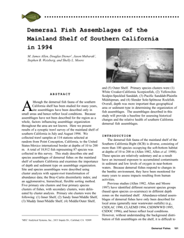 Demersal Fish Assemblages of the Mainland Shelf of Southern California in 1994