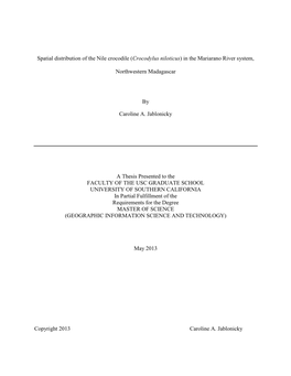 Spatial Distribution of the Nile Crocodile (Crocodylus Niloticus)