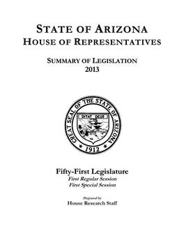 State of Arizona Fifty-First Legislature FY 2013-14