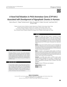 A Novel Null Mutation in P450 Aromatase Gene (CYP19A1