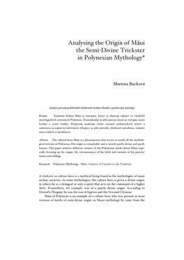 Analysing the Origin of Māui the Semi-Divine Trickster in Polynesian Mythology*