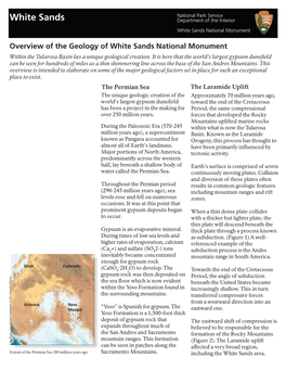 Overview of the Geology of White Sands National Monument Within the Tularosa Basin Lies a Unique Geological Creation