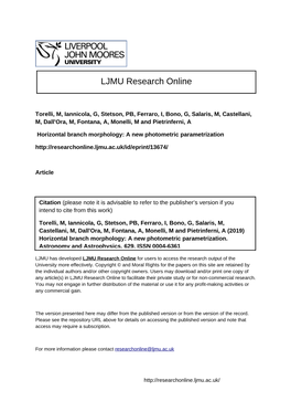 Horizontal Branch Morphology: a New Photometric Parametrization