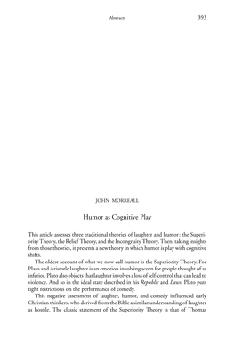 Humor As Cognitive Play