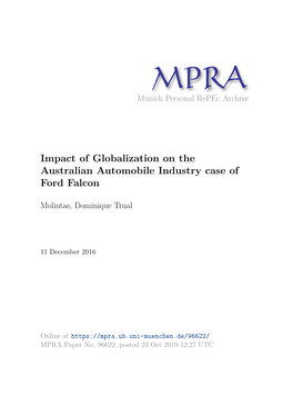 Impact of Globalization on the Australian Automobile Industry Case of Ford Falcon