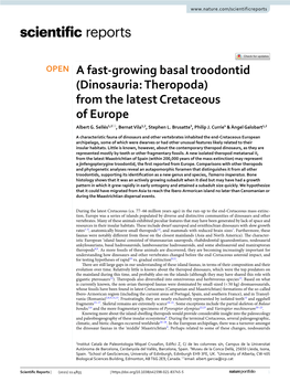 A Fast-Growing Basal Troodontid (Dinosauria: Theropoda) from The