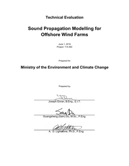 Sound Propagation Modelling for Offshore Wind Farms